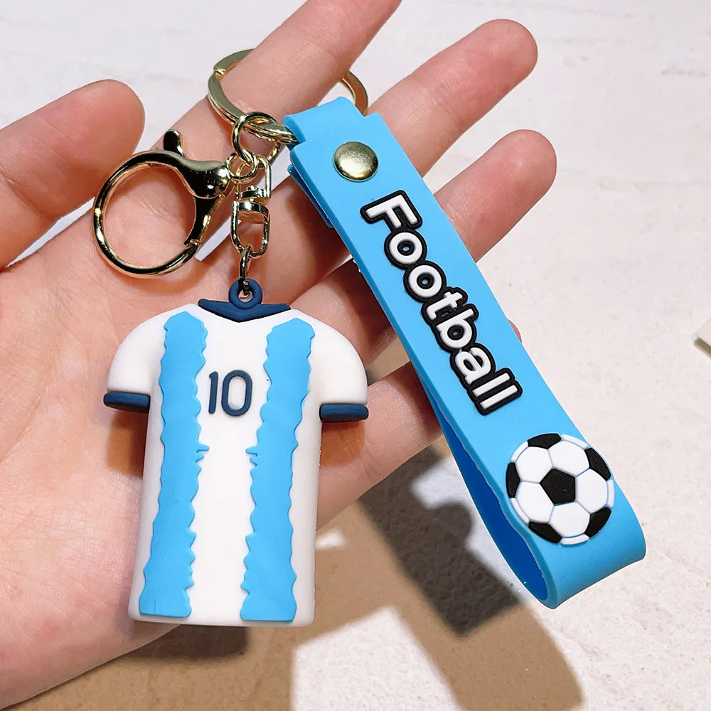 New Arrival Most Popular 3D Cartoon PVC Rubber Keychain Football Team Star Keychains