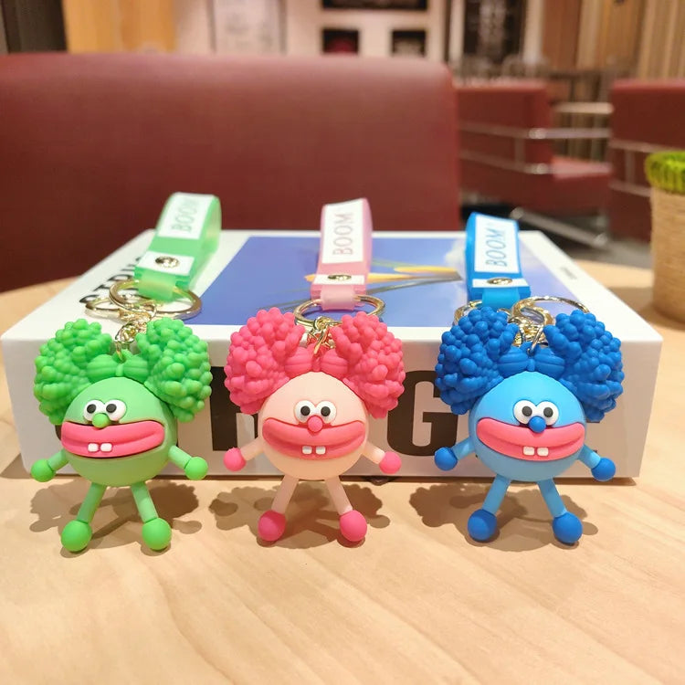 Perm Little Monster Keychain Funny Doll Car Keychain Bag Pendant Claw Machine Small Gift Wholesale