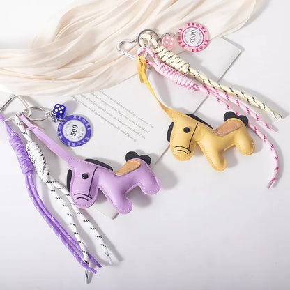 Cute Pony Bag Charm Trendy Phone Case Accessory Car Pu Keychain Wholesale