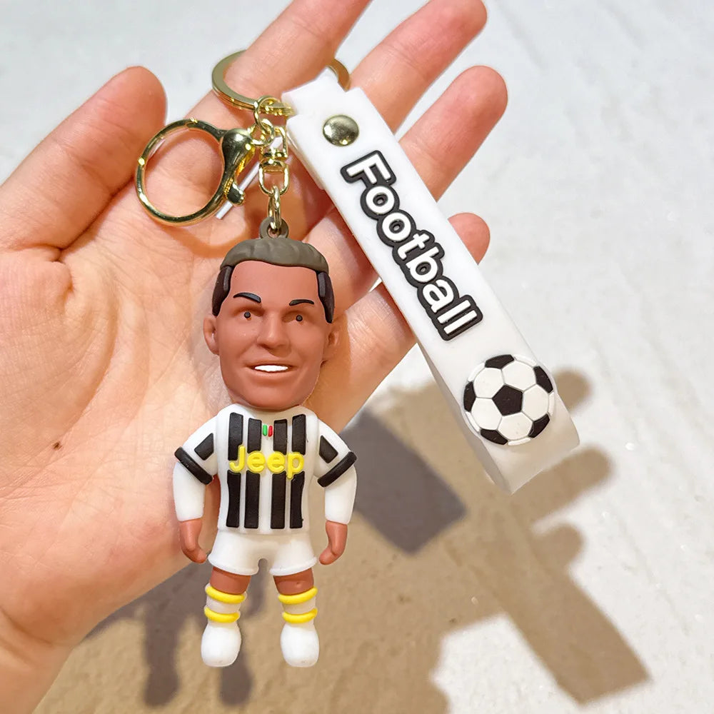 New Arrival Most Popular 3D Cartoon PVC Rubber Keychain Football Team Star Keychains