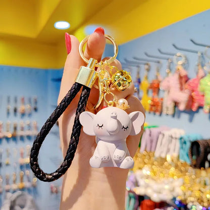 Cute Cartoon Crown for Carabiner Elephant Resin Keychain Stylish Rubber Doll with UV Printing Keychain for Girls Phone Charm