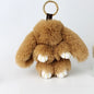 Plush Bunny Women Fur Pom Pom Keychain 14cm Angel Rabbit Key Ring Hare Pompom Plush Dolls Toy Girls Bag Car Key Pendant