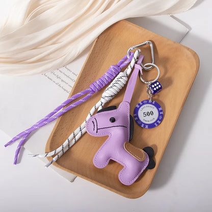 Cute Pony Bag Charm Trendy Phone Case Accessory Car Pu Keychain Wholesale