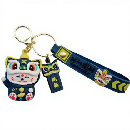 Totoro Lion Dance Maneki Neko Lucky Cat Cute Keychain Tiger Pendant the Year of the Loong Doll Cartoon Bag Pendant Keychain