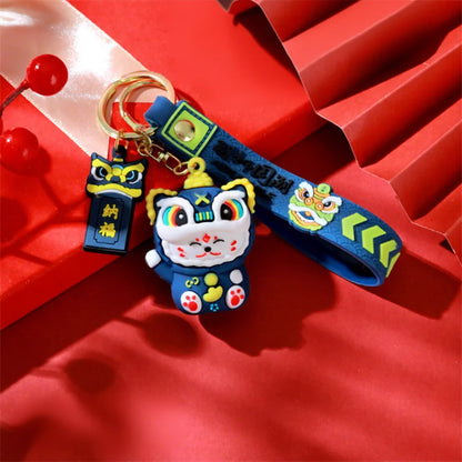 Totoro Lion Dance Maneki Neko Lucky Cat Cute Keychain Tiger Pendant the Year of the Loong Doll Cartoon Bag Pendant Keychain