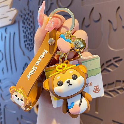 Authentic Cartoon Twelve Zodiac Animals Silicone Keychain Cute and Exquisite Shiba Dog Keychain Couple Backpack Pendant