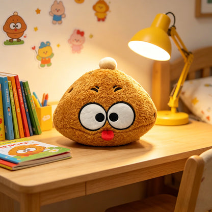 ODM OEM Customizable  Yellow Plush Doll with Big Eyes Cartoon Food Oyster Cake Pillow Filling Toy Cute Character Product