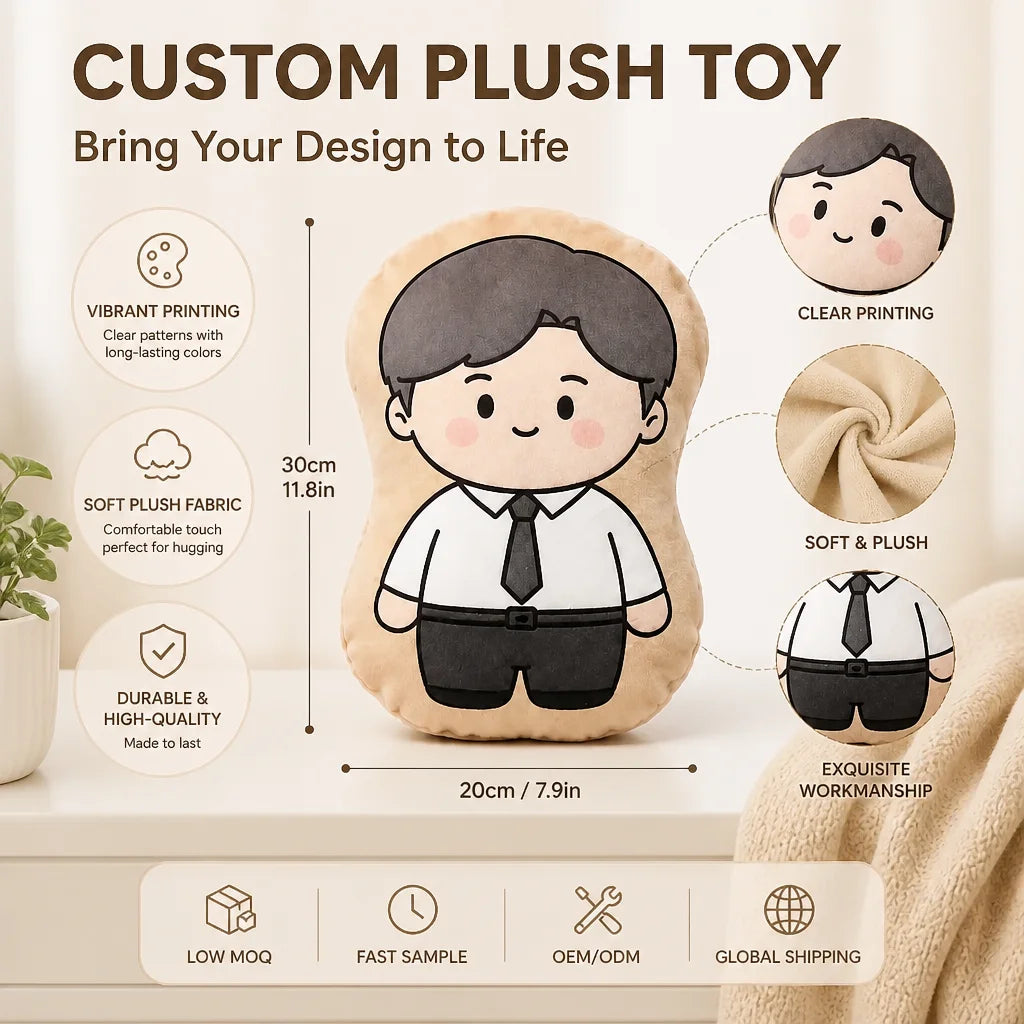 Manufacture Custom Plush dolls  Pillow Toy Printed Irregular Shape Personalized Full-Color Plushie Cushion with Your Design