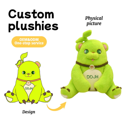 Custom Cute Green Bear Plush Doll  Original Manufacturer's Stuffed Animal Toy Support Corporate Mascot Campus IP Character