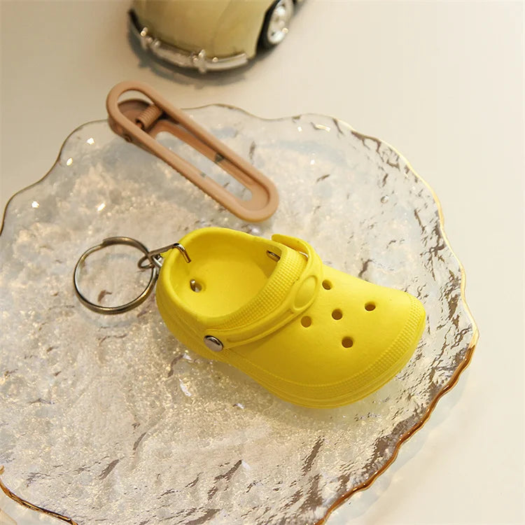 3D Mini EVA Keychain Plastic Foam Beach Hole Sandal Slipper Keychain Decoration Beach Shoe Keychain