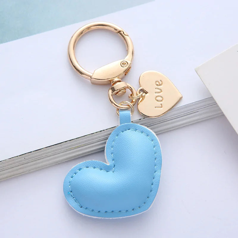 Leather Heart Keychain Charms Bag and Backpack Small Charm Car and Bag Keychain