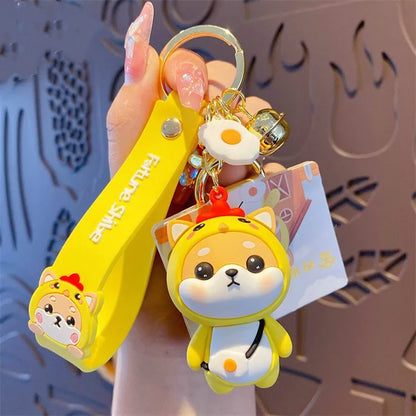 Authentic Cartoon Twelve Zodiac Animals Silicone Keychain Cute and Exquisite Shiba Dog Keychain Couple Backpack Pendant