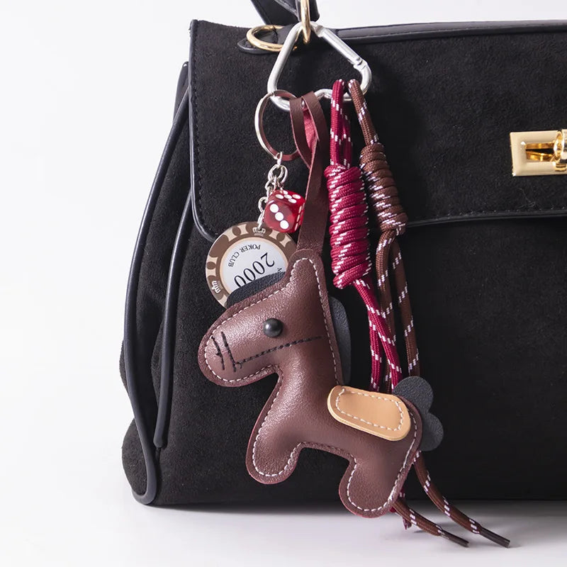 Cute Pony Bag Charm Trendy Phone Case Accessory Car Pu Keychain Wholesale