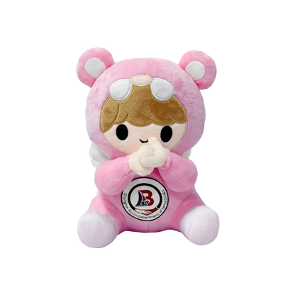 OEM Custom Pink Teddy Bear Angel Plush Toy Source Factory Featuring Brand Logo Replaceable Chest Design Based Your Image Samples