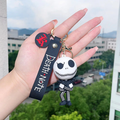 3D Nightmare Before Christmas Keychain Rubber Anime Lanyard Accessories for Car Gift Toy Halloween Promotion Keychains