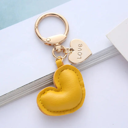 Leather Heart Keychain Charms Bag and Backpack Small Charm Car and Bag Keychain