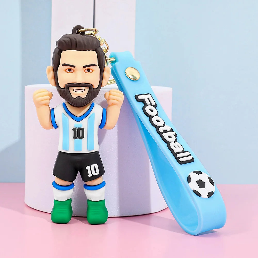New Arrival Most Popular 3D Cartoon PVC Rubber Keychain Football Team Star Keychains
