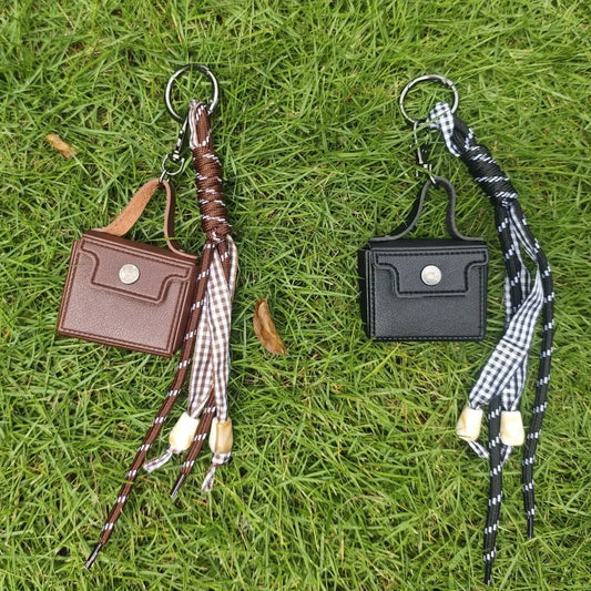 Mini Woven Handbag Keychain Simple Women Bag Hanging Rope Minimalist Urban Style Accessories