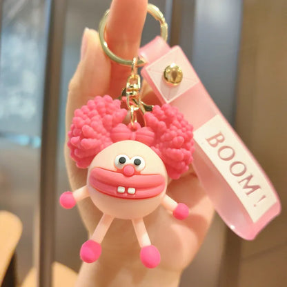 Perm Little Monster Keychain Funny Doll Car Keychain Bag Pendant Claw Machine Small Gift Wholesale