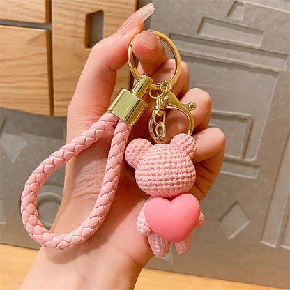 Creative Love Bear Keychain Lovely Runner Same Couple Doll Keychain Hanging Accessories Bag Hanging Accessories