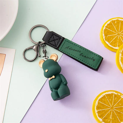 Creative Nordic Bow Tie Bear Keychain Cute Cartoon Resin Car Keychain Bag Pendant Trendy Couple