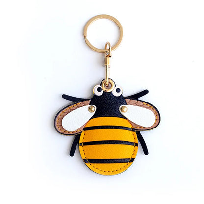 Adorable Insect Leather Pendant Charming Access Card Holder Keyring Creative Gift Pendant Schoolbag Accessory Gift