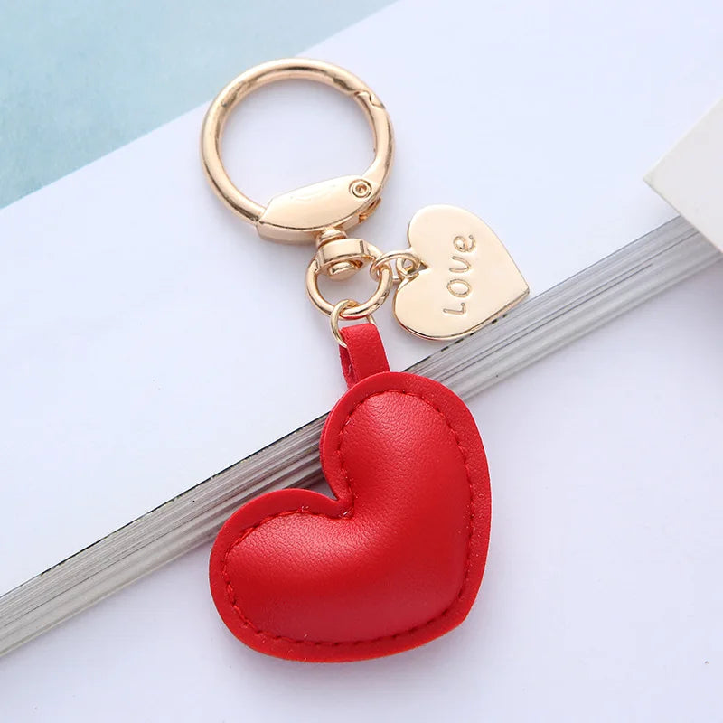 Leather Heart Keychain Charms Bag and Backpack Small Charm Car and Bag Keychain