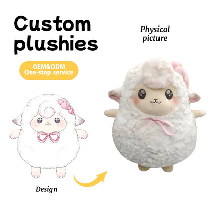 OEM Custom Cute Bow-Knit Lamb Plush Toy Super Soft  for Corporate Promotions Maternity Stores Sample-Based Production
