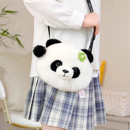 Kawaii Cartoon Animal Shape Plush Panda Raccoon Flower Bag Shoulder Crossbody Women's Bag Gift Bag