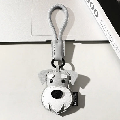 High Quality PU Leather Car Keychain for Puppy Cat Schoolbag Pendant Jewelry Metal Iron Hanging Ornament Small Gifts Bulk