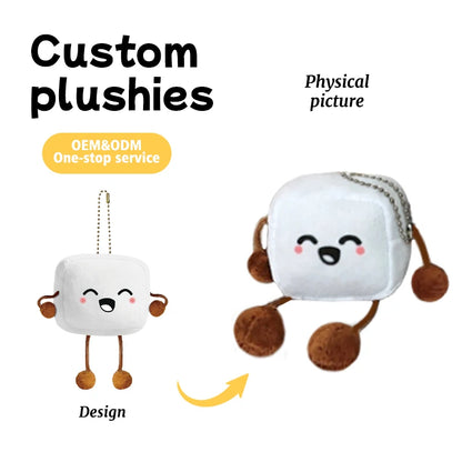 OEM Custom Square Plush Toy Keychain Customizable Expressions/Chain/Limb Colors Free Sample Making