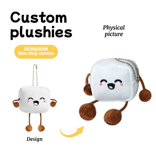 OEM Custom Square Plush Toy Keychain Customizable Expressions/Chain/Limb Colors Free Sample Making