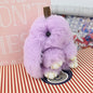 Plush Bunny Women Fur Pom Pom Keychain 14cm Angel Rabbit Key Ring Hare Pompom Plush Dolls Toy Girls Bag Car Key Pendant