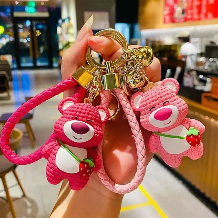 Strawberry Bear Keychain Cute Cartoon Jewelry Pendant Doll Kindergarten Children's Bag Keychain