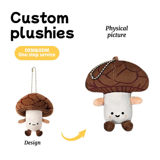 Custom Plant-Bionic Mushroom Keychain Creative Design Artwork Fast Sampling Factory-Original Plush Toys
