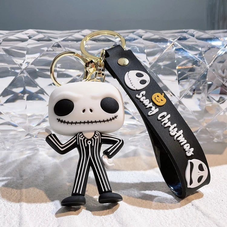 3D Nightmare Before Christmas Keychain Rubber Anime Lanyard Accessories for Car Gift Toy Halloween Promotion Keychains