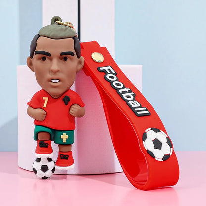 New Arrival Most Popular 3D Cartoon PVC Rubber Keychain Football Team Star Keychains