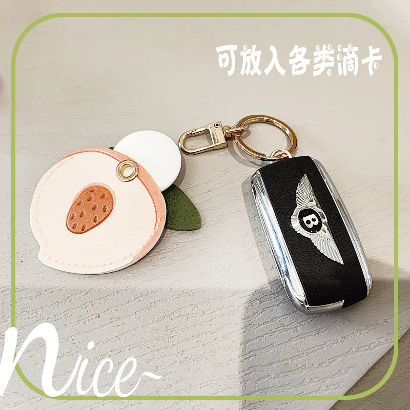 PU Leather Fruit Collection Access Card Holder Creative Keyring Charming Bag Charm Exquisite Design