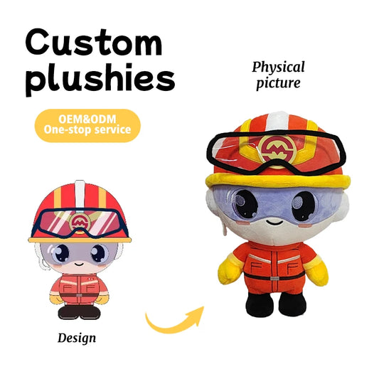 Customizable Full-Process ODM Support Creative Professions Series Firefighter Plush Doll Custom Logo/Colors/Uniforms Free Sample