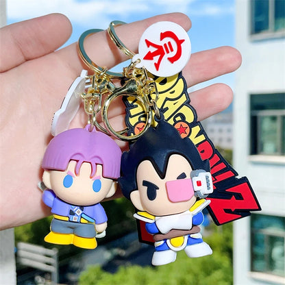 High Quality Cute Anime Goku Car Pvc Keychain Accessories in Bulk Cartoon Rubber 3d Keychain