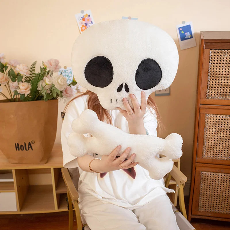 2026 New Custom Halloween Skull and Crossbones Plush Pillow Stuffed Pillow  Festival Decoration Plush Skull
