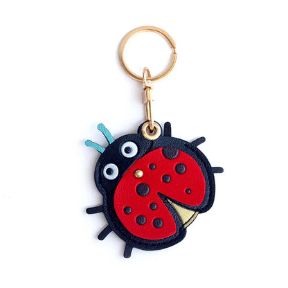 Adorable Insect Leather Pendant Charming Access Card Holder Keyring Creative Gift Pendant Schoolbag Accessory Gift