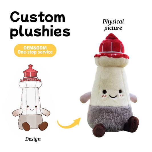 Customizable Lively Lighthouse Tower Plush Dolls Super Soft Simulation Small Toys for Children Mass Produced