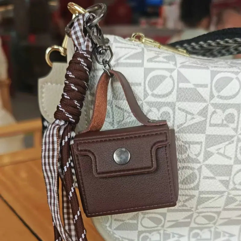 Mini Woven Handbag Keychain Simple Women Bag Hanging Rope Minimalist Urban Style Accessories