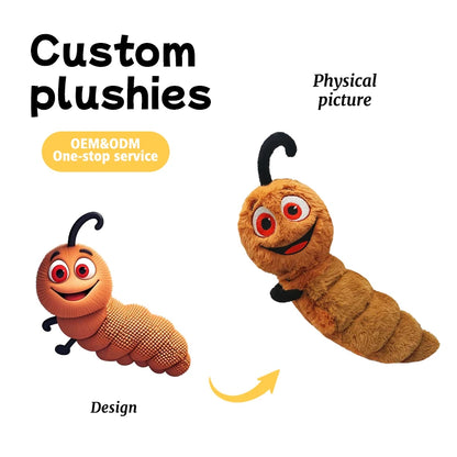 Professional Customization Cute Caterpillar Plush Toy  PP Cotton Full ODM Development Support Free Sample