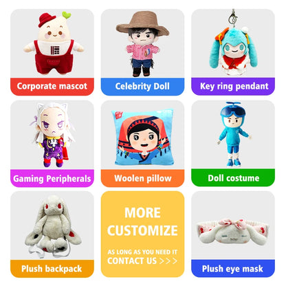Customizable Cartoon Antenna Robot Doll Made-to-Order Brand IP Derivative Plush Figure Toys Including Throw Pillows Keychains