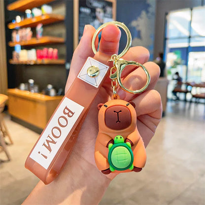 Wholesale of New Cartoon Capybara Silicone Doll Keychains Cute Car Bags Keychains Couple Pendant Gifts