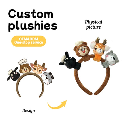 Animal-Theme Plush Hairband Party Gift & Events Merchandise Supports Custom Artwork Samples Logo