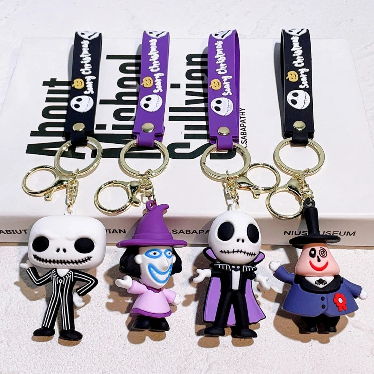 3D Nightmare Before Christmas Keychain Rubber Anime Lanyard Accessories for Car Gift Toy Halloween Promotion Keychains