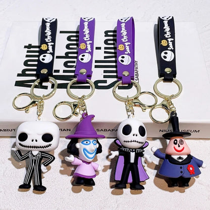 3D Nightmare Before Christmas Keychain Rubber Anime Lanyard Accessories for Car Gift Toy Halloween Promotion Keychains